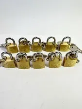 Qty-10 Brass 3/4 X 1-1/2 Miniature Mini Jewelry Chest Box Display Padlock 3-Key