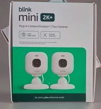 NEW 2 PACK Blink Mini 2k+ Cameras Indoor/Outdoor Plug-in 2K Video WHITE