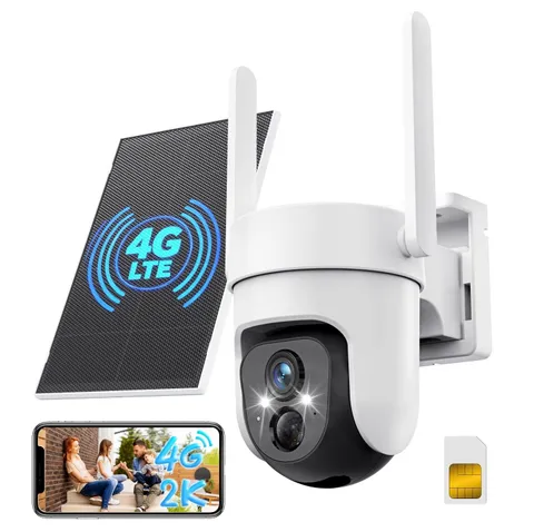 4G LTE Cellular Solar Security Camera Wireless Outdoor, No WiFi Needed, SIM C...