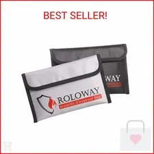 ROLOWAY Small Fireproof Bag (5 x 8 inches), Non-itchy Fireproof Money Bag for Ca