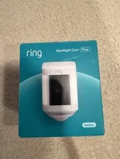 Ring - Spotlight Cam Plus Outdoor/Indoor Wireless 1080p Battery Camera - White