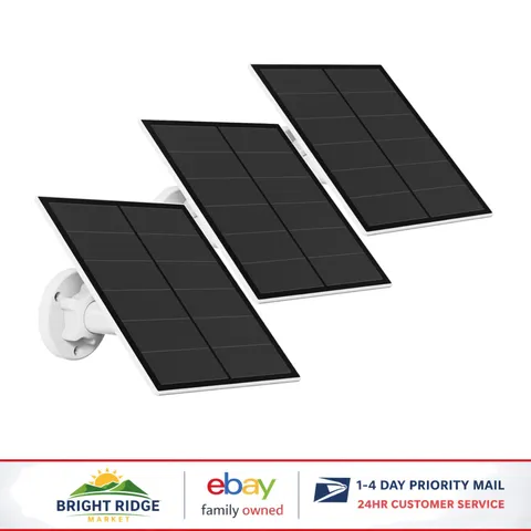5W USB Solar Panel for Outdoor Security Camera with Adjustable Bracket, 3 Pack