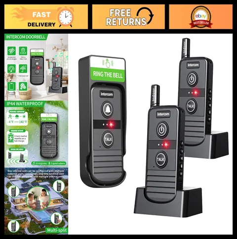 Wireless Doorbell & Intercom System, 4900ft Range, Rechargeable Battery, 20 Ring