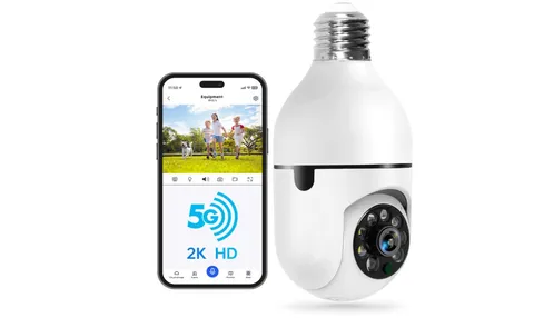 WESECUU Light Bulb Security Camera -5G& 2.4GHz WiFi 2K Security Cameras Wireless