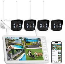 Vtimes 4Pcs Wireless Home Security Camera System with Monitor, Smart AI Human Mo