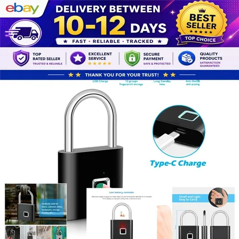 KERUI O11 Fingerprint Padlock IP67 Waterproof Keyless Rechargeable Lock