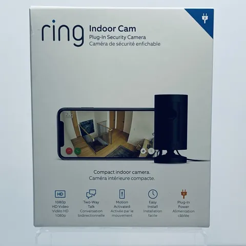 New In Box Sealed Ring Indoor Cam Black Plug-In Camera