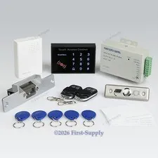 Touch Keypad RFID Door Access Control Kit+Strike Lock +2Remote Controls+Doorbell