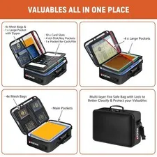 Fireproof Document Storage Bag 17 x 12 x 5 inch with Lock 5200°F Fireproof
