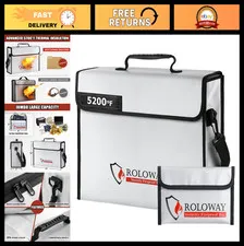 Large Fireproof Document Bag 5200℉ Heat Resistant, Safe for Cash & Valuables 15x