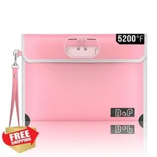 BALAPERI Pink 11"x7.7" Fireproof Document Money Bag