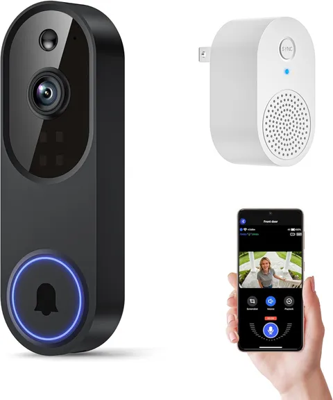 1080p Wireless Wi-Fi Video Doorbell Camera With Two Way Audio Night Vision Cloud