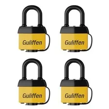 Guliffen Weatherproof Laminated Padlock with Key,4 Pack 40mm*4KA, Orange