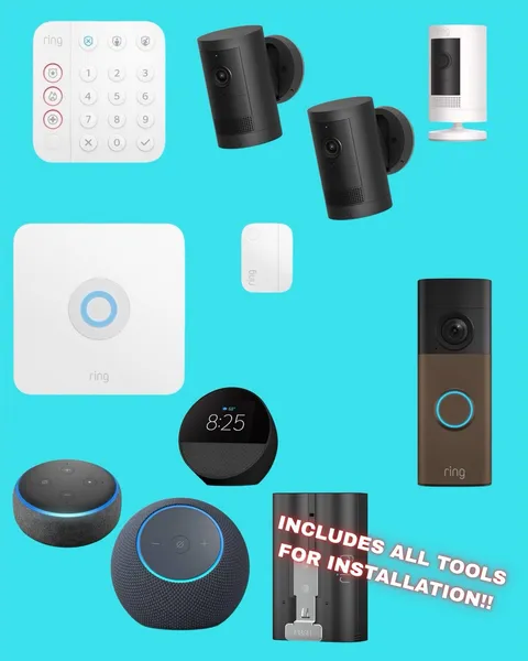 Ring Alarm Pro Bundle 3 Cameras 2K Doorbell Keypad 3 Echo Alexa Smart Home
