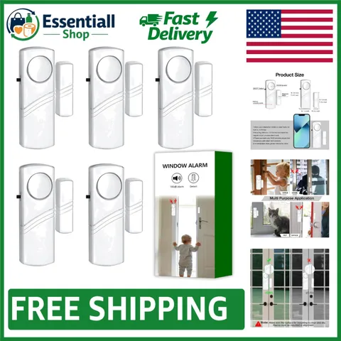 Portable 90dB Door and Window Alarm Set - Ultimate Protection 5 Pack