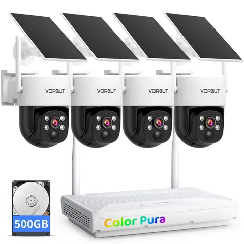 Solar Security Camera System Wireless Outdoor, 4pcs 2K Solar Powered Home Sec...