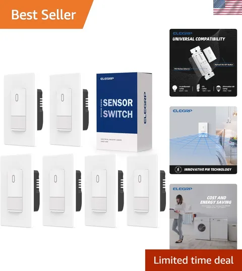 6-Pack PIR Motion Sensor Light Switch - No Neutral Wire,  Listed, Matte White