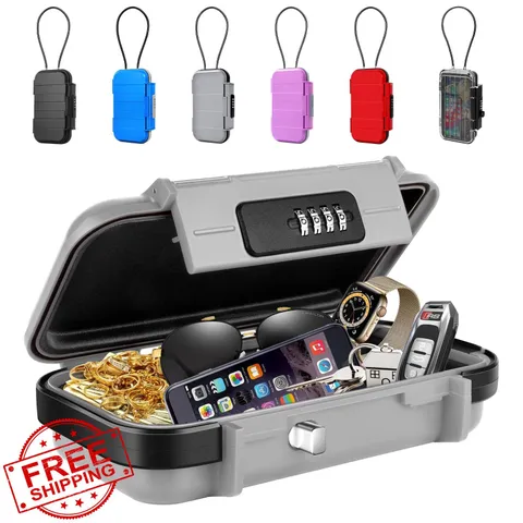 BKNOOU Portable Safe Box Waterproof Combination Lock Beach Travel