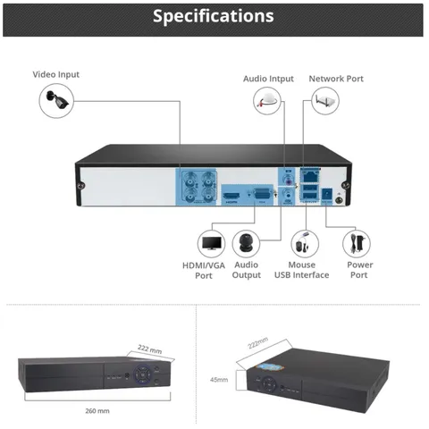4CH HD Analog Hybrid DVR/NVR 5MP  Camera Security System