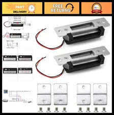 Electric Door Strike Lock 12VDC, Fail-Safe/Secure, Heavy Duty Power Lock, 2 Pack