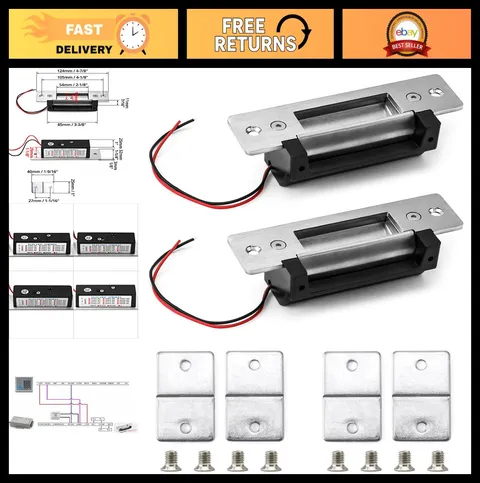 Electric Door Strike Lock 12VDC, Fail-Safe/Secure, Heavy Duty Power Lock, 2 Pack