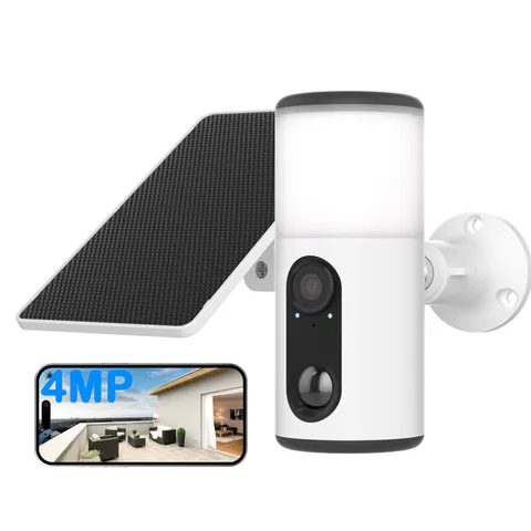4MP Outdoor Wireless Floodlight Solar Security Camera 5G WiFi Color Night Vision