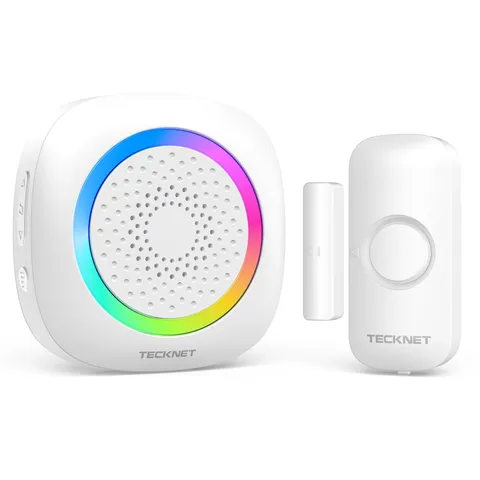 TECKNET Door Chimes When 1 Receiver+1 Sensor, White-1 sensor