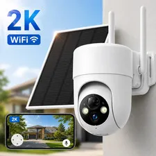 Solar Security Camera Wireless Outdoor, 2K Wifi Camera with 360° Coverage, Color