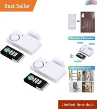 Child Safety Door Alarms with Remote Control - Magnetically Triggered 2-Pack