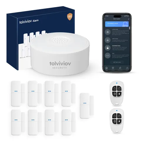 Smart Home Alarm System, 12-Piece DIY, No Fees, Phone Alerts, Alexa Compatible