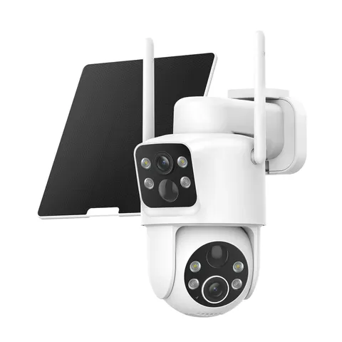 Dual Lens Solar Security Camera - 2K HD, 360° Pan/Tilt, Color Night Vision, WiFi