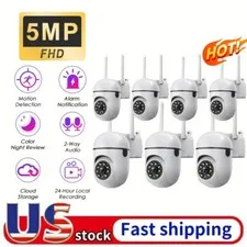7PCS 5MP PTZ Wireless WIFI CCTV Security Camera Color Night Vision 2-Way Audio