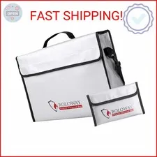 ROLOWAY Fireproof Document & Money Bags, Large Fireproof & Water Resistant Bag (