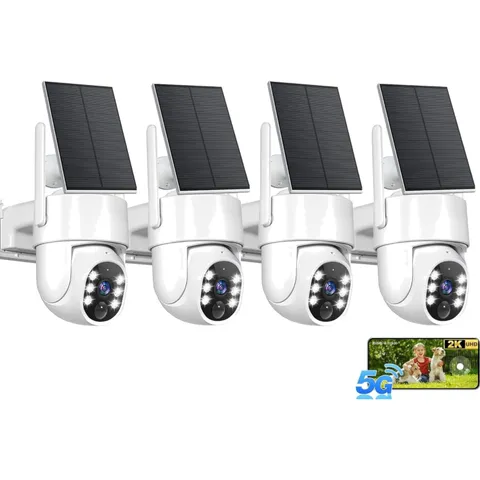 Gianteye 2K Wireless Security Camera System 4 Pack Solar WiFi