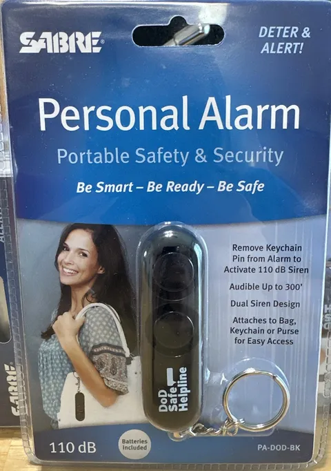 SABRE PA-DOD-BK Personal Protection Alarm, 110dB, Black 