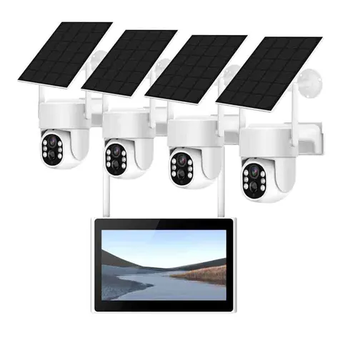 Home CCTV 4MP Outdoor Dome Solar Wireless Security Camera System with Monitor