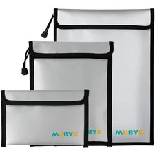 Upgraded Fireproof Waterproof Document Bag - 3 Pack Safe Money Bags With Zipp...