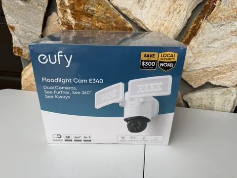 eufy Security Floodlight Camera E340 Wired 3K PTZ Dual 360 Camera Dual-Band