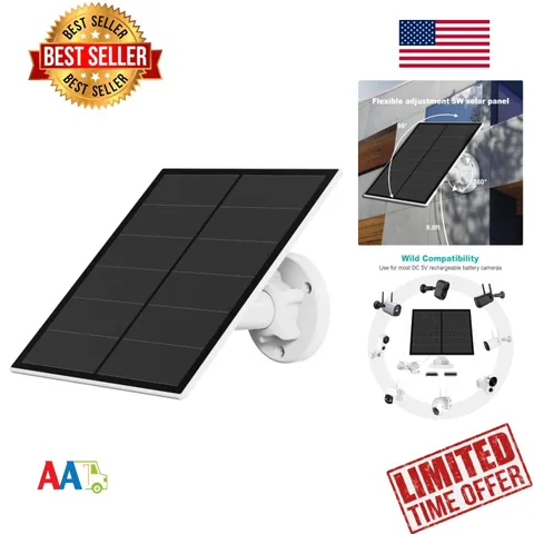 5W Solar Panel for Security Camera USB Rechargeable Battery Outdoor  Waterproof