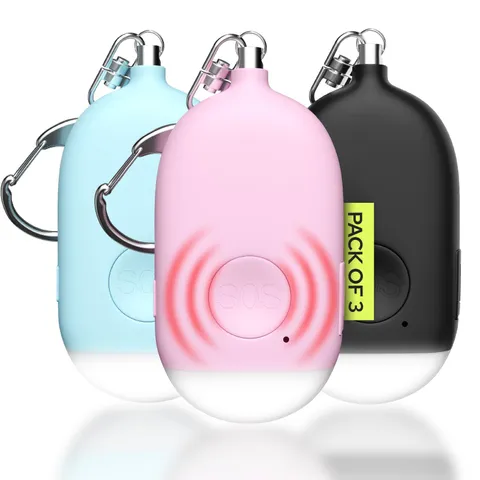 Rechargeable Personal Alarm Keychain - 130dB Siren, LED Light - 3Pack Persona...