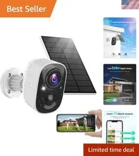 Solar Rechargeable Outdoor Security Camera - 2K Night Vision & Cloud Storage
