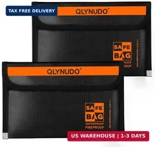Fireproof Money Bag for Cash (2 Pack, 8x5), Waterproof Document Pouch for Trave