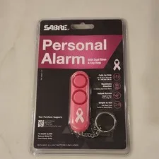 Sabre PA-NBCF-01 Personal Alarm Dual Siren 120dB Keyring Pink Plastic Battery