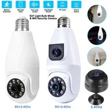 Wireless Security Camera System Outdoor Home E27 Bulb 5G Wifi Night Vision Cam