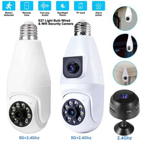 Wireless Security Camera System Outdoor Home E27 Bulb 5G Wifi Night Vision Cam