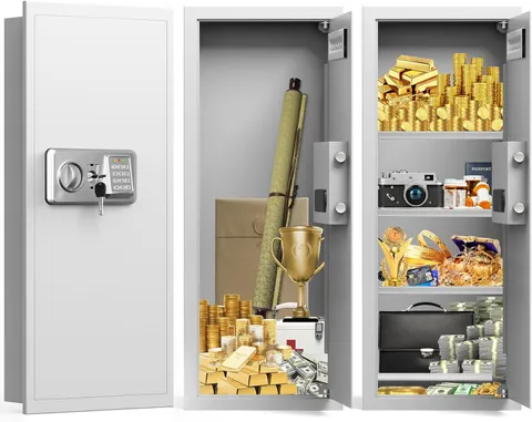 Fireproof In-Wall Safe 33.46" Tall with Removable Shelf & Combination Lock