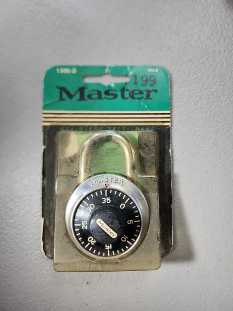 Vintage Master Lock Padlock, 1500D Stainless Steel Case Combination Lock USA