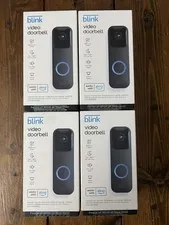 LOT OF 4 - Blink Smart Wi-Fi HD Video Doorbell in Black - Battery or Wired