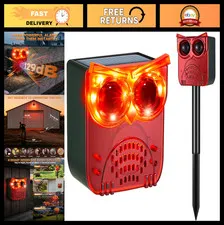 Outdoor Solar Motion Sensor Alarm - 129dB Dog Barking & Gunshot Sounds, 4 Modes,