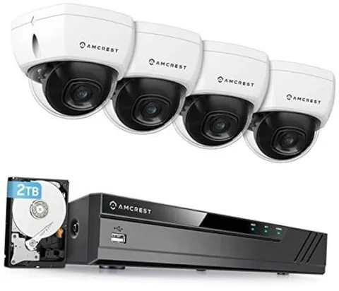 4K 8CH Security Camera System w/ 4K (8MP) 8CH + 4 Domes w/ 2TB HDD (White)